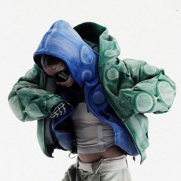 Faded Cobalt Oxygen Padded ZIP-UP Hoodie Jacket