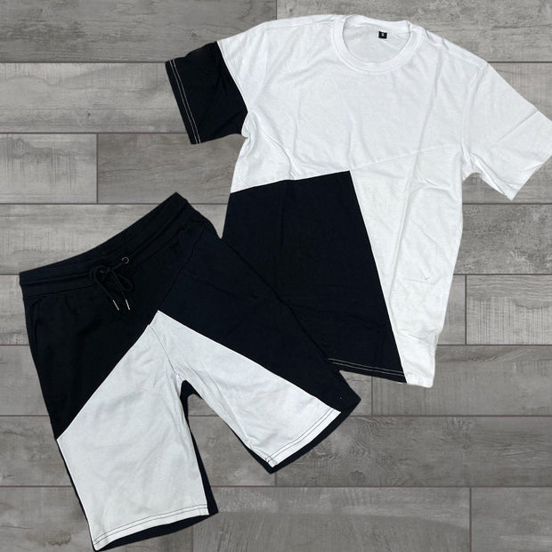 Casual Colorblock Sports Short Sleeve Suit