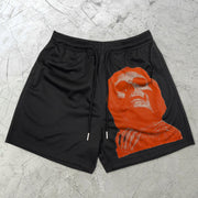 Casual Skull Pattern Vintage Mesh Street Shorts