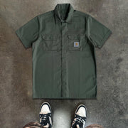 Casual Solid Color Button Short Sleeve Shirt