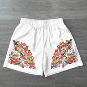 Trendy Print Vintage Mesh Street Shorts