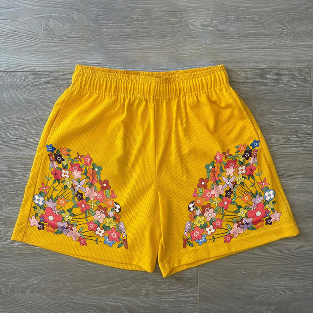 Trendy Print Vintage Mesh Street Shorts