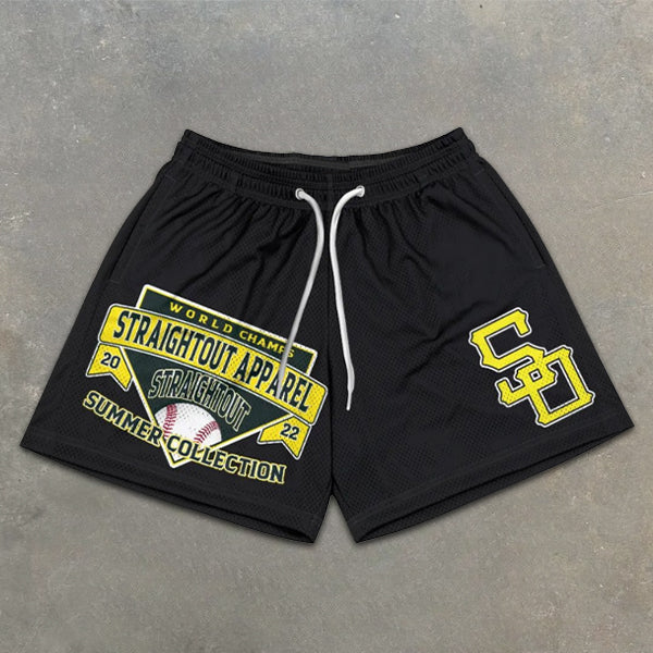 Baseball Graphic Print Elastic Shorts