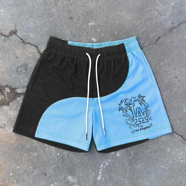 Retro Contrast Fashion Mesh Shorts