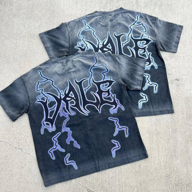 Lightning casual street retro T-shirt