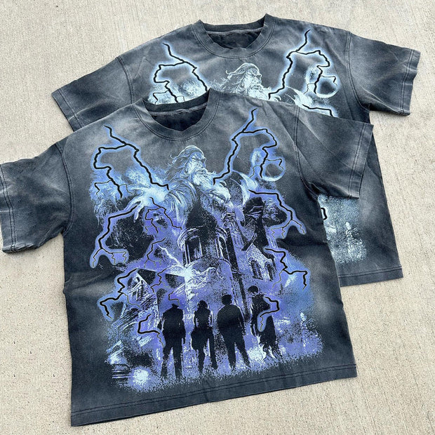 Lightning casual street retro T-shirt