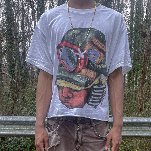 Casual street soldier print T-shirt