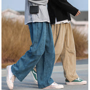 Straight drop feeling corduroy casual pants loose trousers