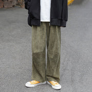 Straight drop feeling corduroy casual pants loose trousers