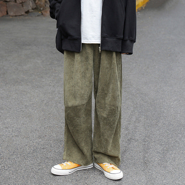 Straight drop feeling corduroy casual pants loose trousers