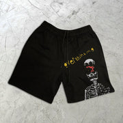 Skull Graphic Print Elastic Shorts