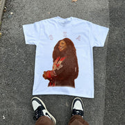 Oversized T-shirt with pop singer print