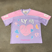 Fashionable contrast color self-love jersey T-shirt
