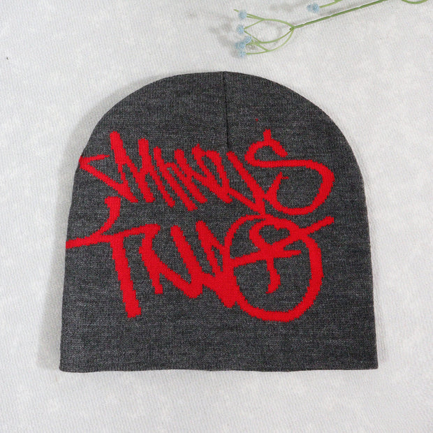 English letter woolen hat outdoor warm hat for men and women