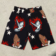 Faith Vintage Print Street Hip Hop Shorts
