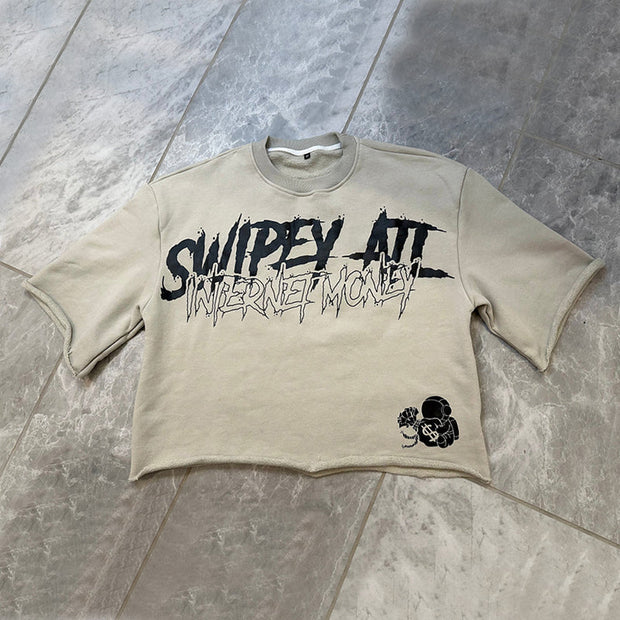 Internet Currency Skull Print Cropped T-Shirt