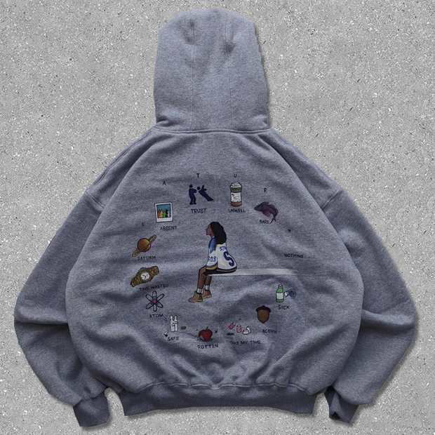 Retro Universe Print Hoodie