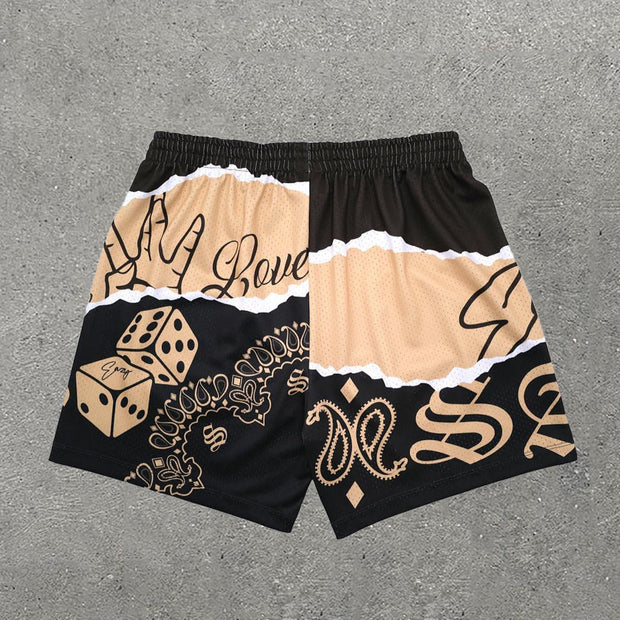 Los Angeles Splicing Print Mesh Shorts