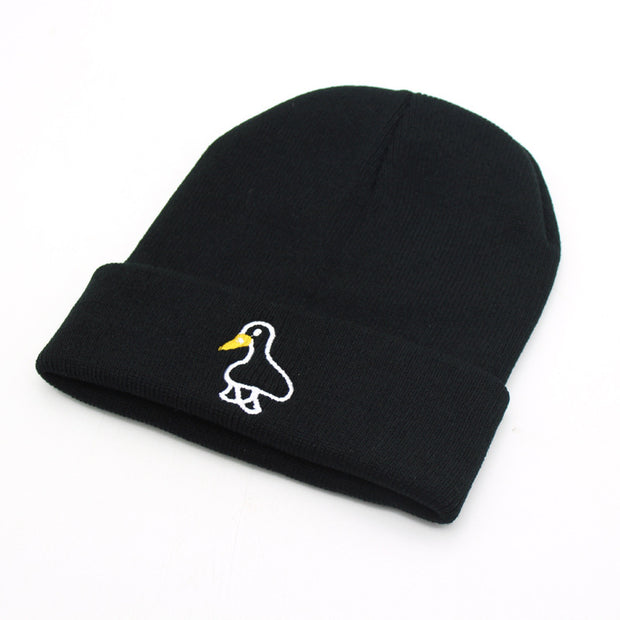 Casual yellow-billed duck men and women outdoor knitted hats
