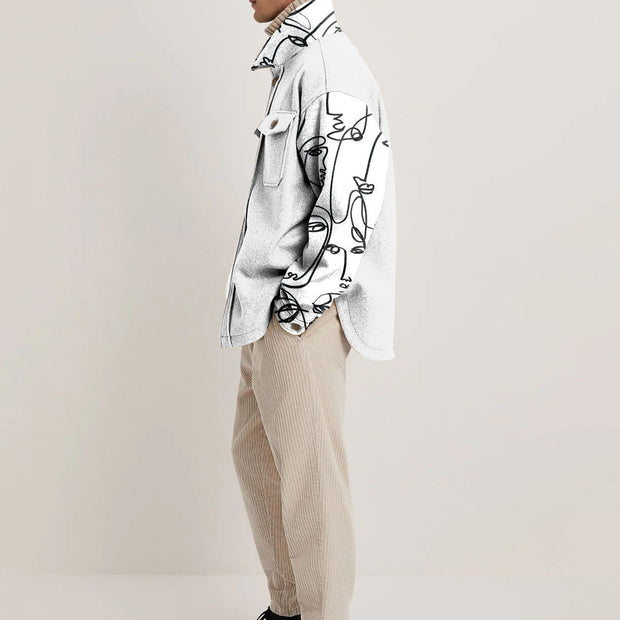 Casual fashion retro stitching lapel jacket
