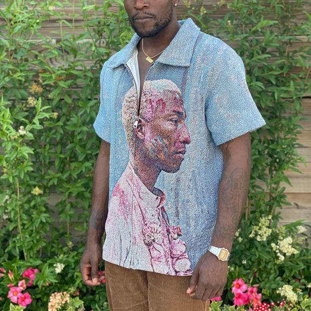 Vintage Headshot Tapestry Lapel Short Sleeve Jacket