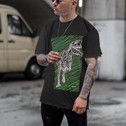Personalized fun three-dimensional dinosaur print T-shirt