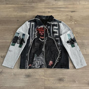 Character Car Print Long Sleeve Zipped Jacket