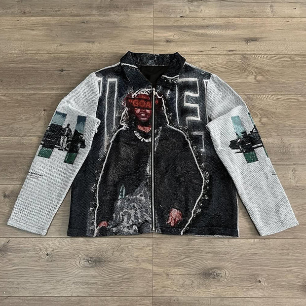 Character Car Print Long Sleeve Zipped Jacket