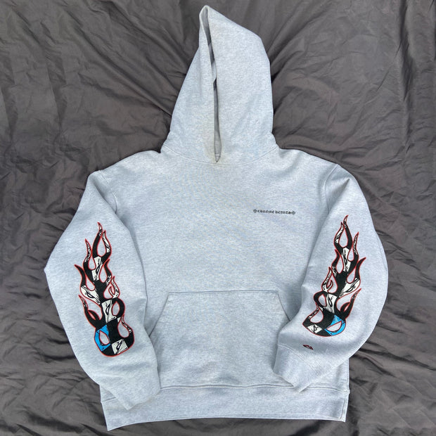 Flame Multi-Element Print Long Sleeve Hoodies