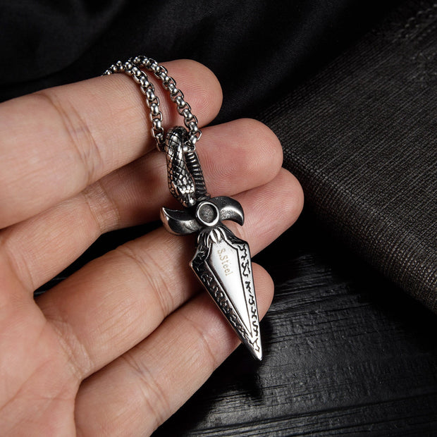 Head retro personality dagger sword hip hop necklace