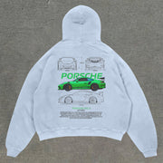 Casual personalized racing pattern long-sleeved hoodie