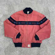 Vintage zipper long sleeve stand collar lined jacket