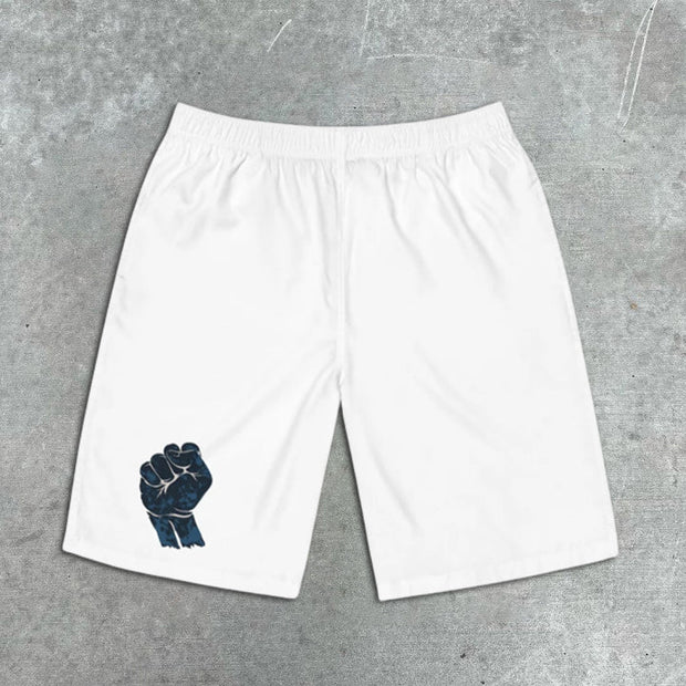 Gesture Print Elastic Shorts