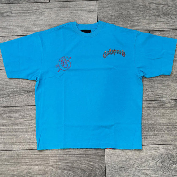 Volcano skull print short-sleeved T-shirt