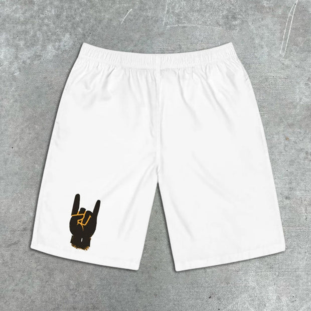 Gesture Print Elastic Shorts