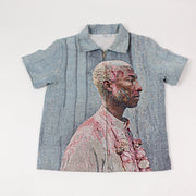 Vintage Headshot Tapestry Lapel Short Sleeve Jacket