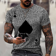Playing card printing men's T-shirt top