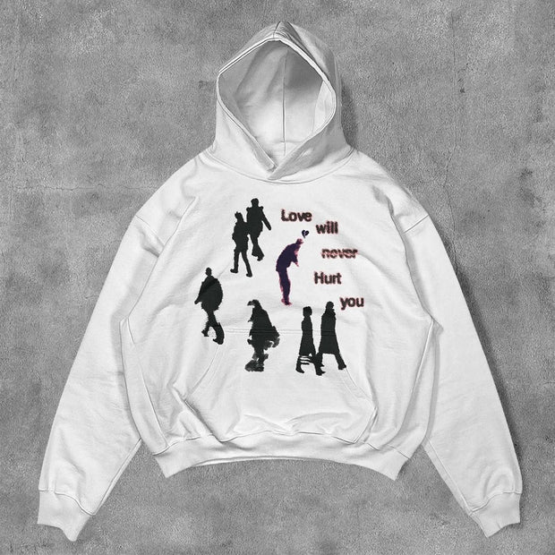 Love Will Never Hurt You Print Long Sleeve Hoodies
