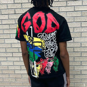 God's cross print street T-shirt