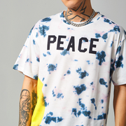 Smiley print street tie-dye casual loose short-sleeved T-shirt