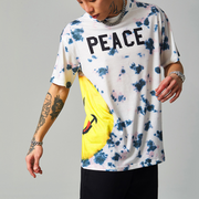 Smiley print street tie-dye casual loose short-sleeved T-shirt