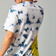 Smiley print street tie-dye casual loose short-sleeved T-shirt