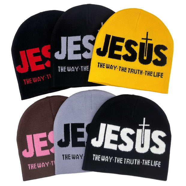 JESUS jacquard knitted hat