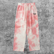 Retro tie-dye straight wide-leg street loose corduroy couple casual trousers