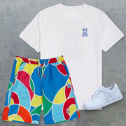 Personalized Leisure Bunny Colorblock Shorts Suit