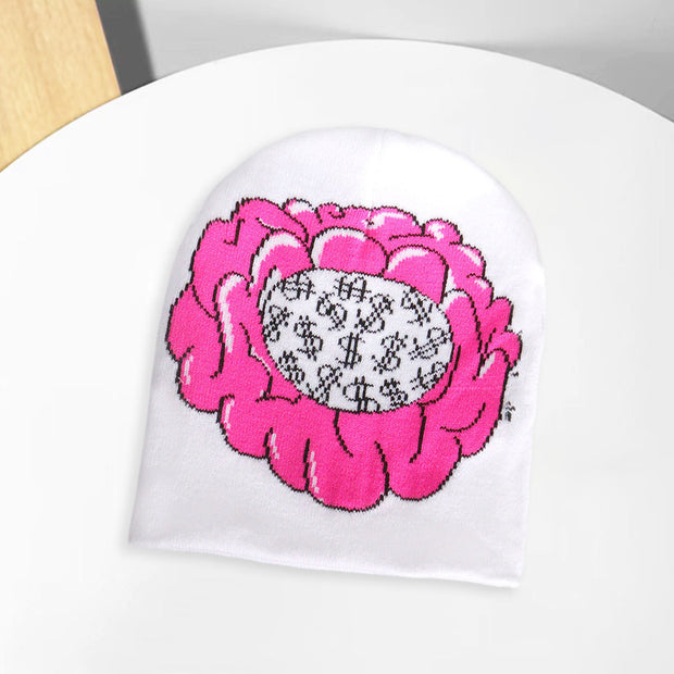 Trendy printed street warm pattern multi-color couple hat