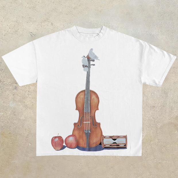 Tide brand art peace dove short-sleeved T-shirt