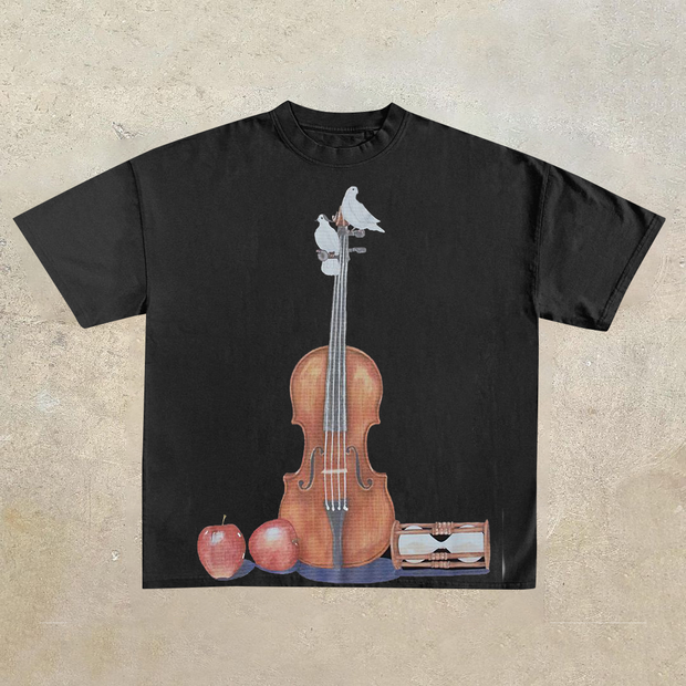 Tide brand art peace dove short-sleeved T-shirt