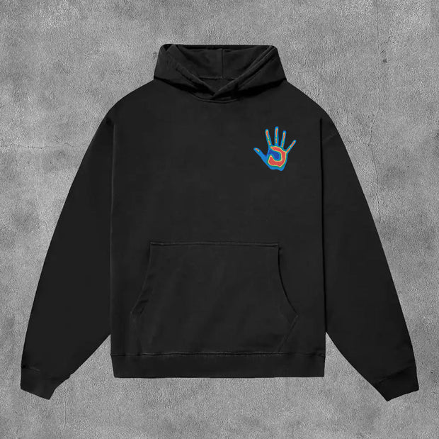 Feel The Pain Print Long Sleeve Hoodies