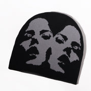 Double Face Woman Pattern Knitted Hat